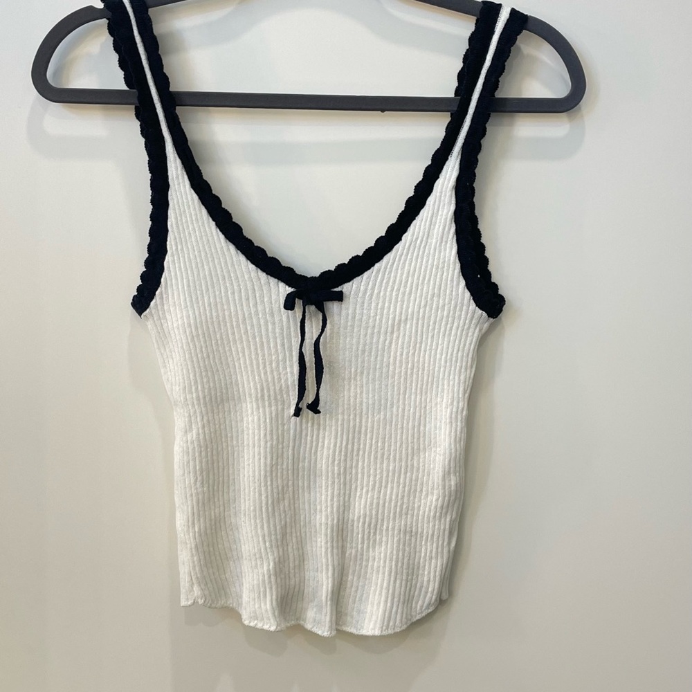 Zara White Tank Top with Black Trim